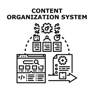 Content organization system managing digital information workflow Ilustração Stock