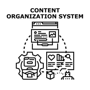 Content organization system managing digital information and resources Stock Illustration