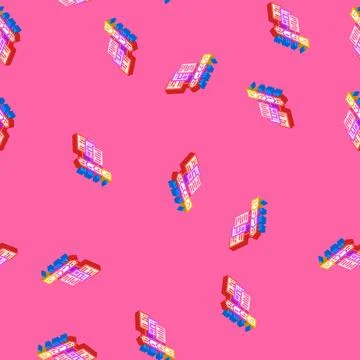 Content organization technical writer isometric icon seamless pattern Stock Illustration