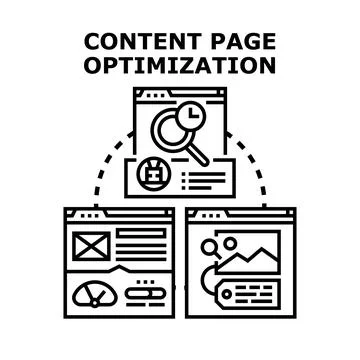 Content page optimization concept analyzing online performance Stock Illustration