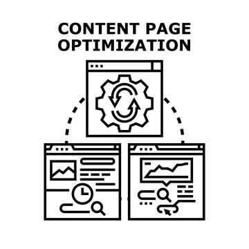 Content page optimization process for digital marketing success Illustrazione stock