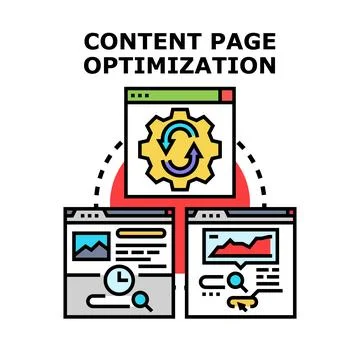 Content page optimization process for digital marketing success Stock Illustration