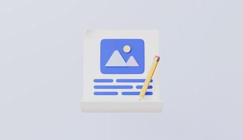 Content paper with pencil, content creation, social media post, blog post Stock Illustration