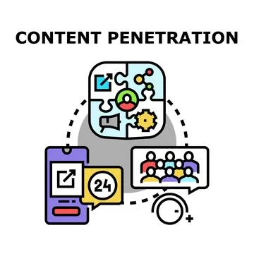 Content penetration strategy achieving wide audience reach Stock Illustration
