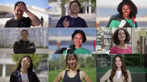Content people talking and smiling at camera Stock Footage 120996175