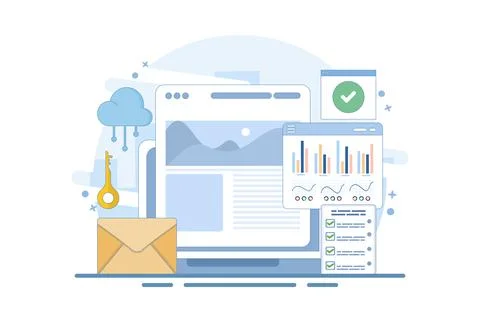 Content performance measurement concept, content analysis. Stock Illustration
