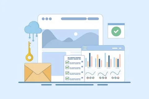 Content performance measurement concept, content analysis Stock Illustration