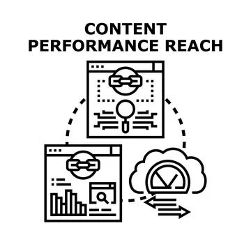 Content performance measuring reach marketing strategy Stock Illustration