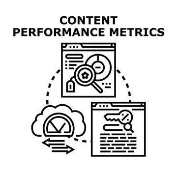 Content performance metrics analyzing digital data optimization Stock Illustration
