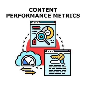 Content performance metrics analyzing digital data optimization Stock Illustration