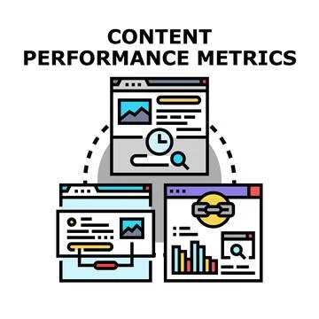 Content performance metrics analyzing website data strategy Stock Illustration