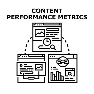 Content performance metrics analyzing website data strategy Stock Illustration