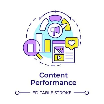 Content performance multi color concept icon Stock Illustration
