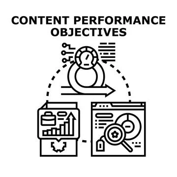 Content performance objectives development strategy concept Stock Illustration