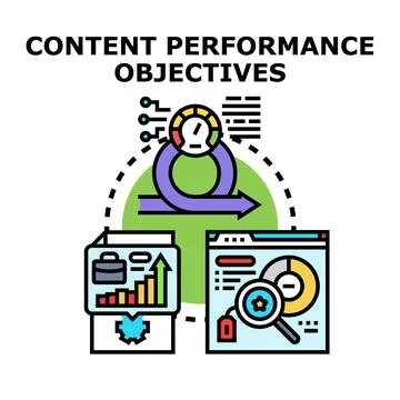 Content performance objectives development strategy concept Stock Illustration