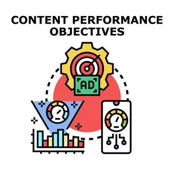 Content performance objectives measuring online marketing strategy 스톡 일러스트