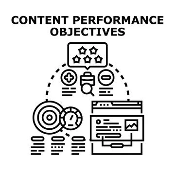 Content performance objectives reaching digital marketing goals Stockillustratie