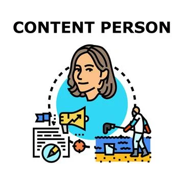 Content person creating and promoting digital information Stock Illustration