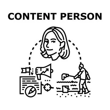 Content person creating and promoting digital information Stock Illustration