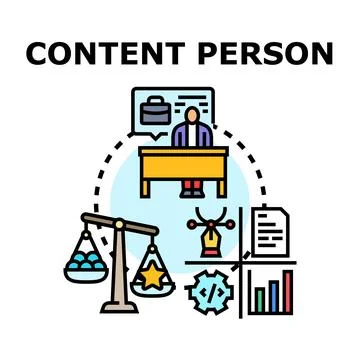 Content person working on digital creation strategy Stock Illustration