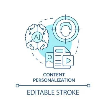 Content personalization turquoise concept icon Illustrazione stock