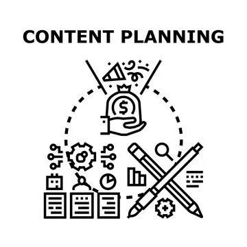 Content planning concept for business strategy Illustrazione stock