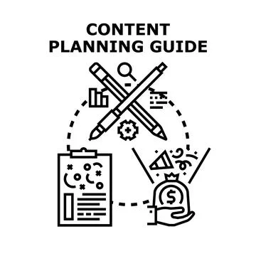 Content planning guide creating digital marketing strategy Illustrazione stock