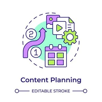 Content planning multi color concept icon Stock Illustration
