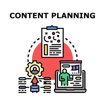 Content planning strategy developing digital marketing campaign management Stock Illustration