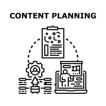 Content planning strategy developing digital marketing campaign management Stock Illustration