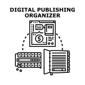 Content publishing organizer managing digital information flow Stock Illustration