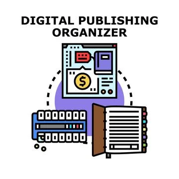 Content publishing organizer managing digital information flow Stock Illustration
