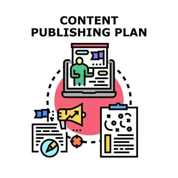 Content publishing plan creating digital marketing strategy Stock Illustration