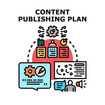 Content publishing plan creating digital marketing strategy Stock Illustration