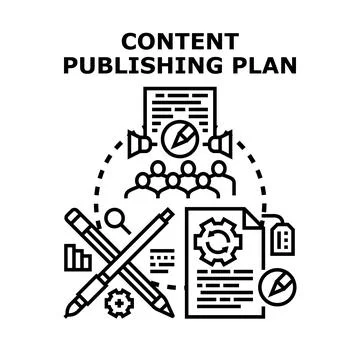 Content publishing plan creating digital marketing strategy Stock Illustration