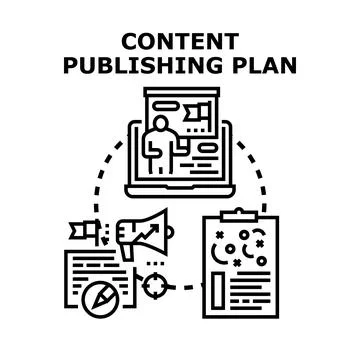 Content publishing plan creating digital marketing strategy Stock Illustration