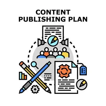 Content publishing plan creating digital marketing strategy Stock Illustration