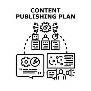 Content publishing plan creating digital marketing strategy Stock Illustration