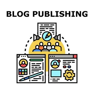 Content publishing process creating online blog posts Stock Illustration