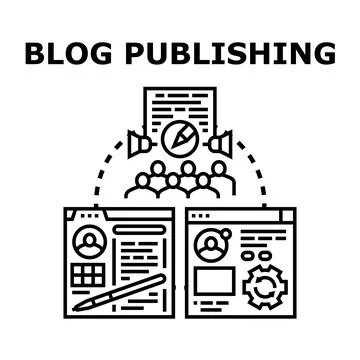 Content publishing process creating online blog posts Stock Illustration