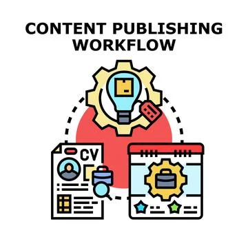 Content publishing workflow process creating promotional strategy Stock Illustration