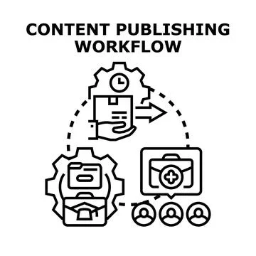 Content publishing workflow process optimizing digital strategy Illustrazione stock