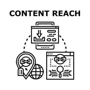 Content reach global distribution digital marketing concept Stock Illustration