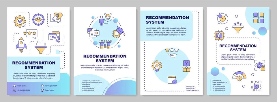 Content recommendation system blue gradient brochure template Illustrazione stock