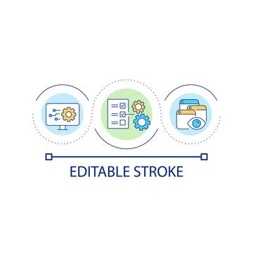 Content research and analysis loop concept icon Stock Illustration