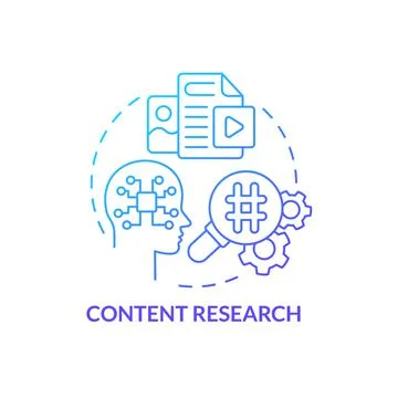 Content research blue gradient concept icon Illustrazione stock