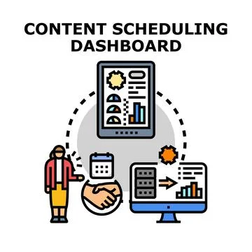 Content scheduling dashboard planning digital marketing strategy 库存插图