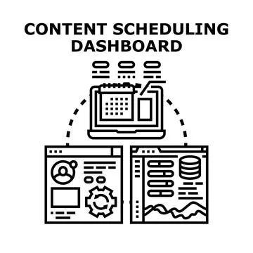 Content scheduling dashboard planning digital marketing strategy Stock Illustration