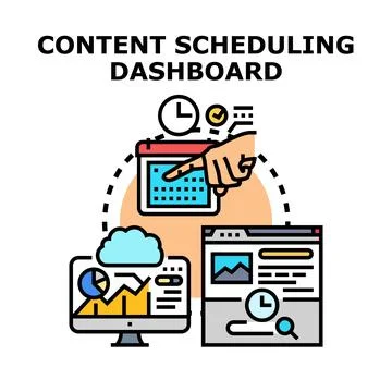 Content scheduling dashboard planning digital marketing strategy Stock Illustration