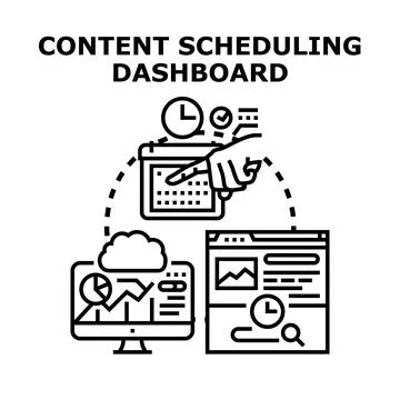 Content scheduling dashboard planning digital marketing strategy Stock Illustration